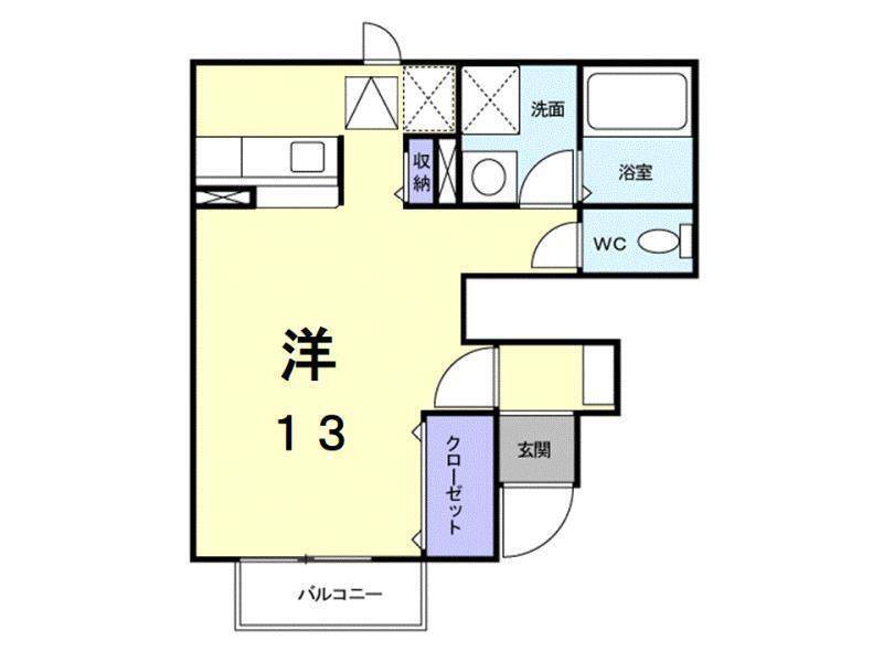 松山市竹原のアパートの間取り