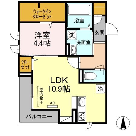 松山市空港通のアパートの間取り