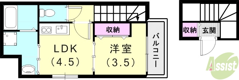 【尼崎市七松町のアパートの間取り】