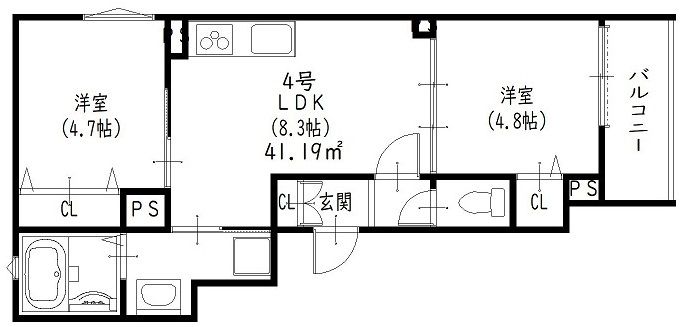 交野市郡津のアパートの間取り