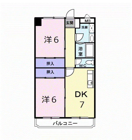 広島市安佐南区東原のマンションの間取り