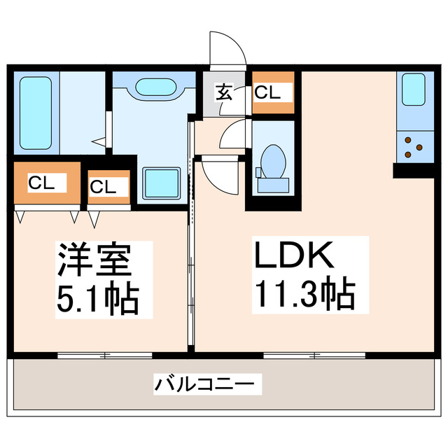 熊本市中央区八王寺町のアパートの間取り