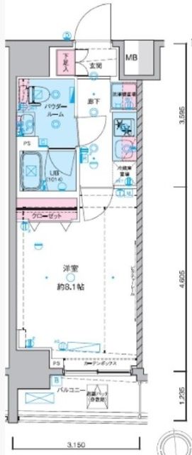 千代田区東神田のマンションの間取り