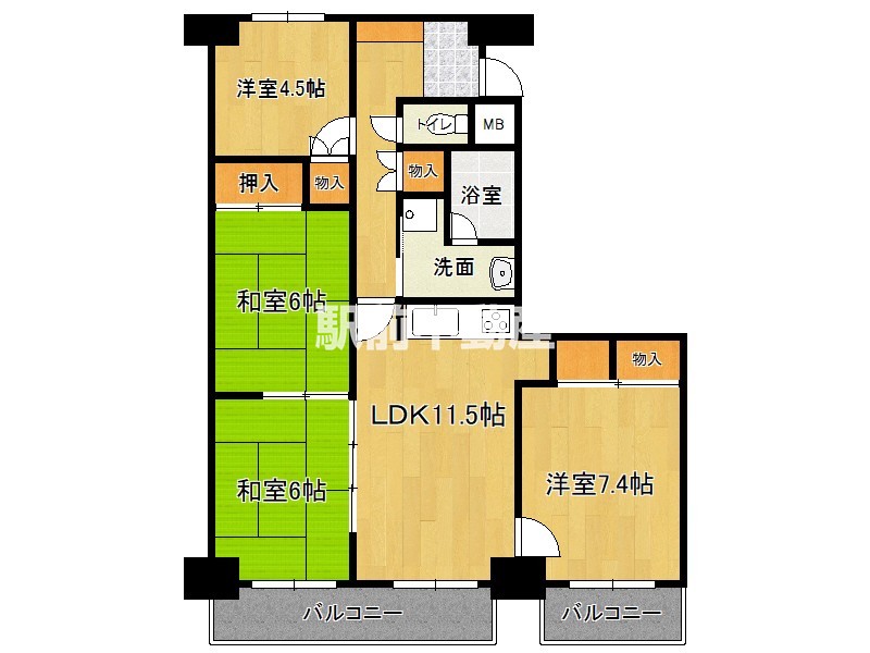 福岡市早良区高取のマンションの間取り