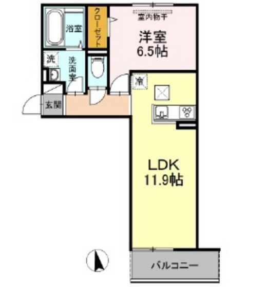 岡山市南区南輝のアパートの間取り