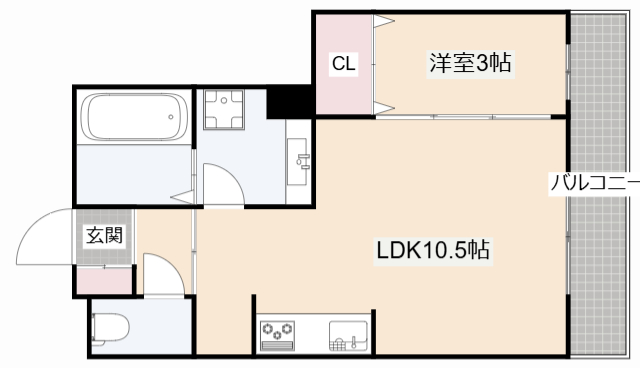 高槻市野見町のアパートの間取り