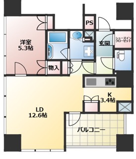 【クラッシィタワー新宿御苑　９０７号室　９階の間取り】