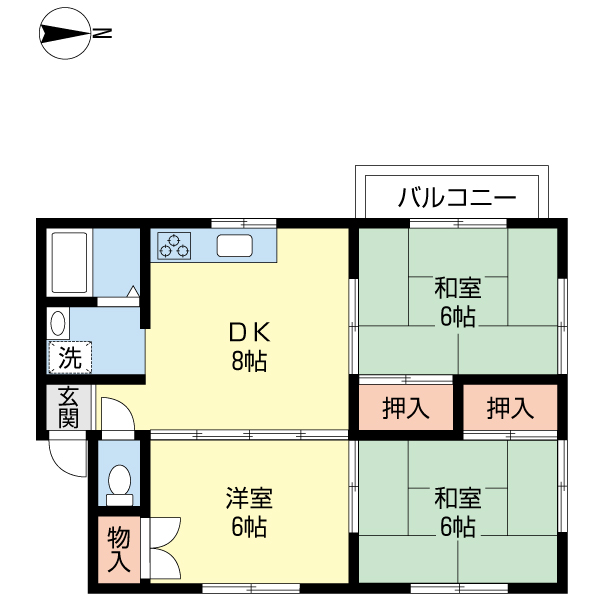 新潟県新潟市東区東明５（アパート）の賃貸物件の間取り