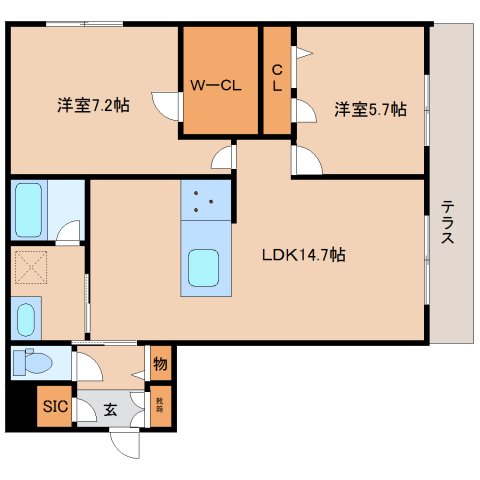 【橿原市新賀町のマンションの間取り】