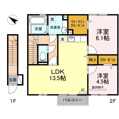 伊佐市大口下殿のアパートの間取り