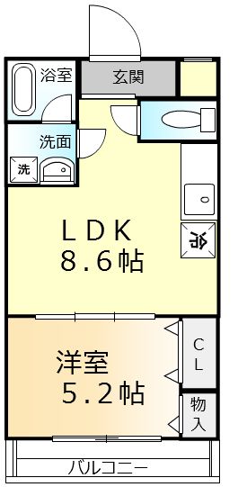 【和歌山市鷹匠町のアパートの間取り】