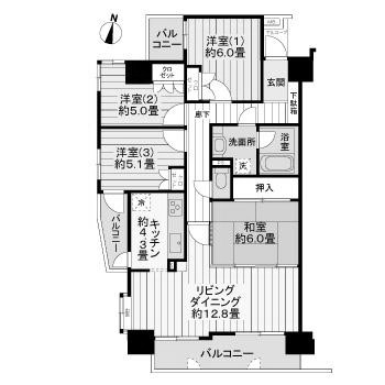 仙台市青葉区五橋のマンションの間取り