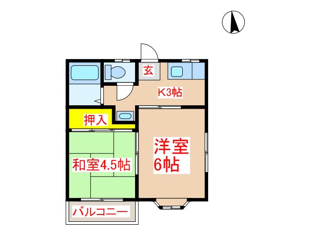 霧島市国分野口町のアパートの間取り