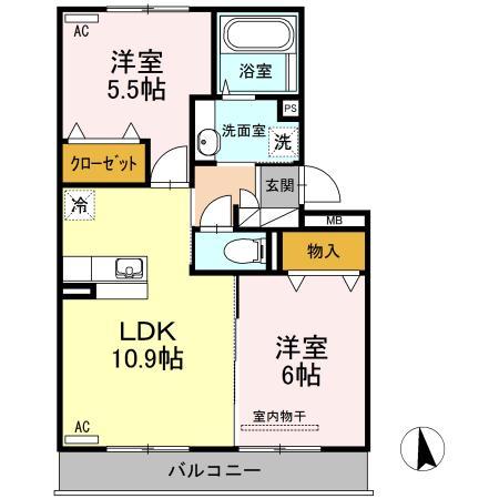 ウエストヴィレッジII　Ｂ棟の間取り