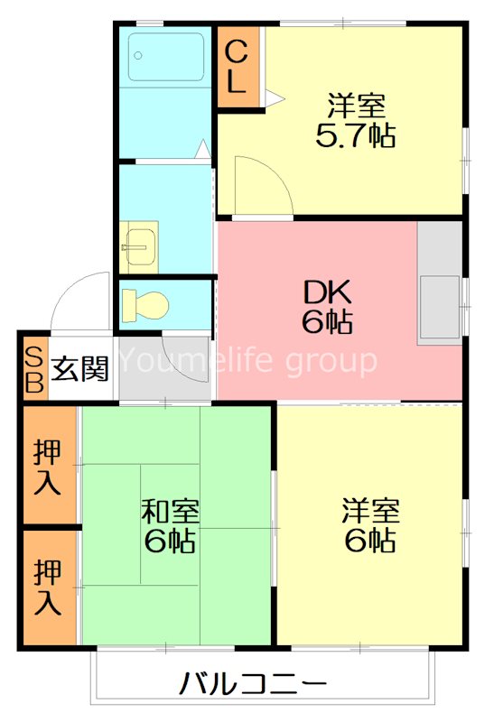 ハイツ丸久Bの間取り