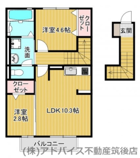 八女市馬場のアパートの間取り