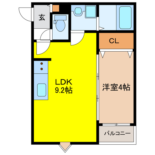 岐阜市松鴻町のアパートの間取り