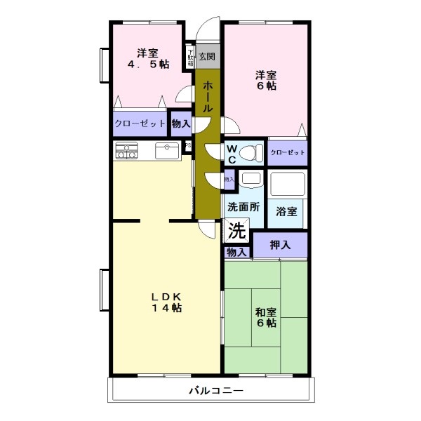 松戸市河原塚のマンションの間取り