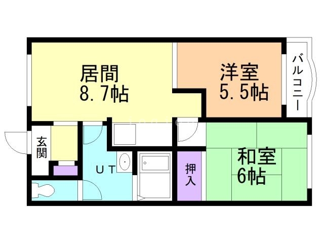 北斗市七重浜のアパートの間取り