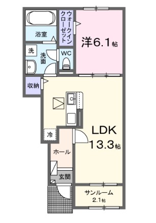 岡山市中区倉田のアパートの間取り