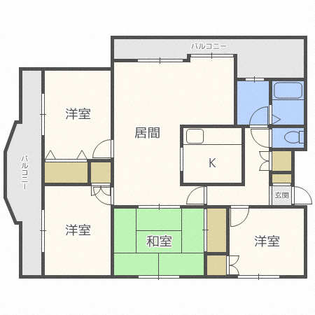 札幌市豊平区中の島一条のマンションの間取り