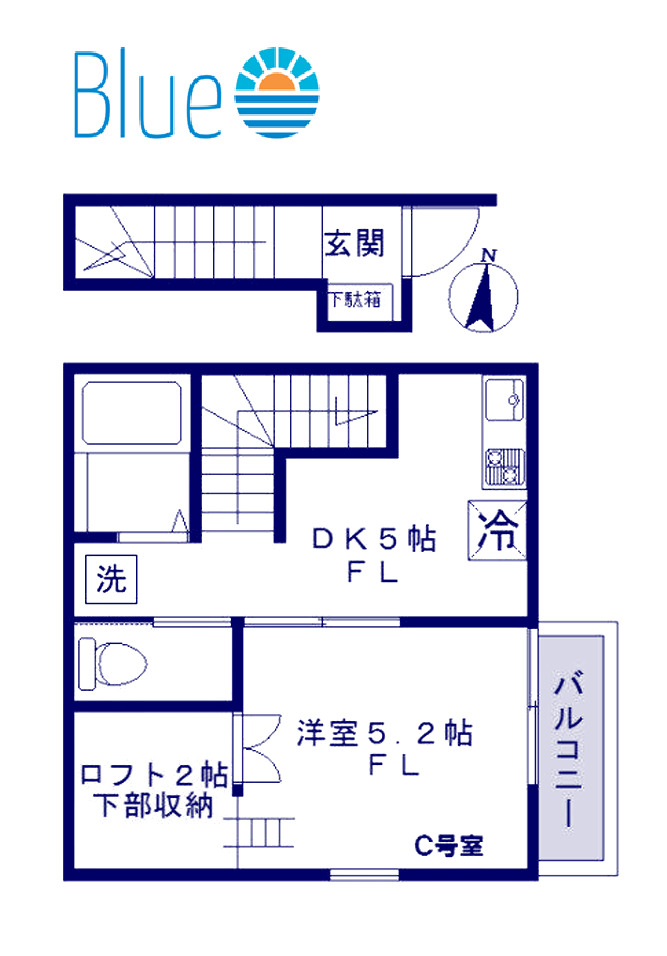 逗子市沼間のアパートの間取り