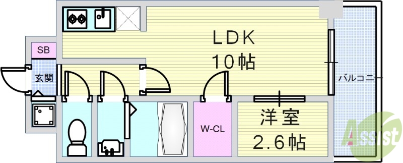 大阪市北区南森町のマンションの間取り