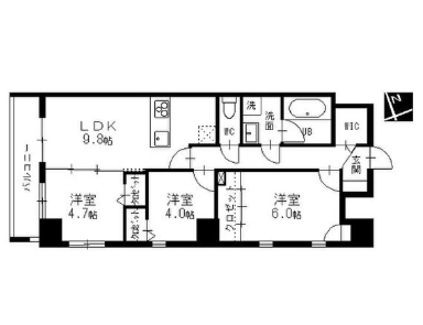 名古屋市中区橘のマンションの間取り