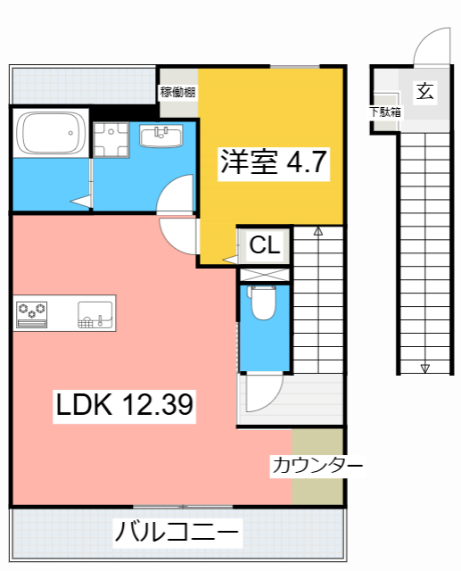 西尾市熊味町のアパートの間取り