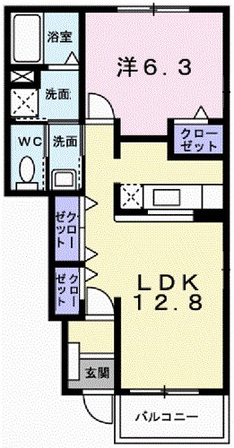 神崎郡福崎町西田原のアパートの間取り