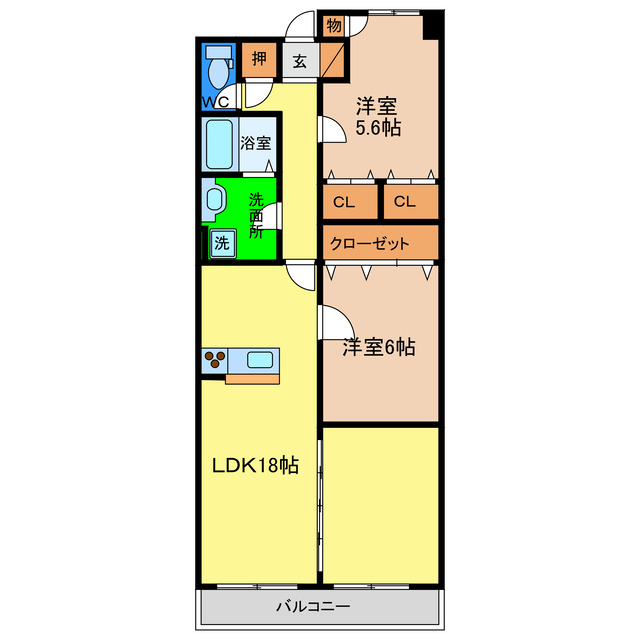 徳島市明神町のマンションの間取り