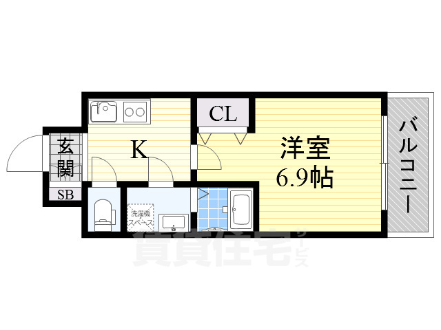 大阪市住之江区西住之江のマンションの間取り