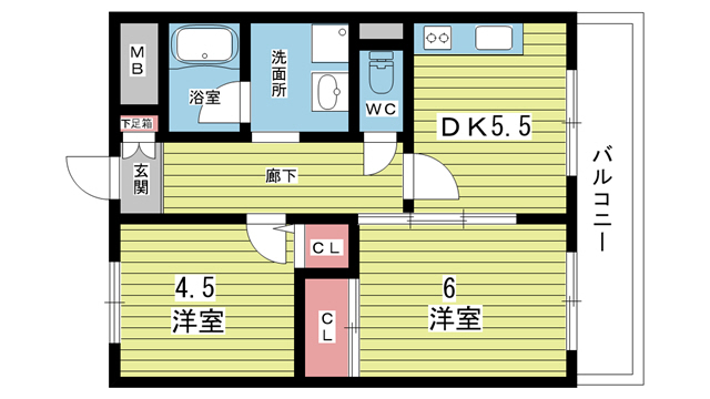 豊中市南桜塚のマンションの間取り