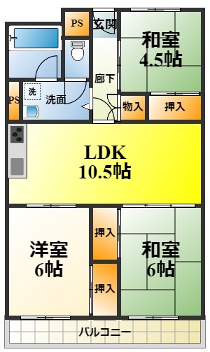 堺市南区若松台のマンションの間取り