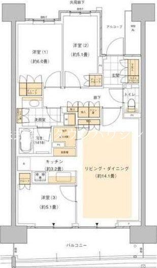 【中央区晴海のマンションの間取り】