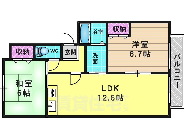 京都市西京区桂清水町のアパートの間取り