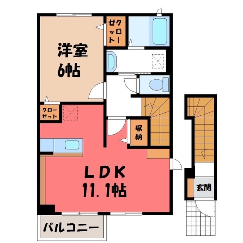 小山市粟宮のアパートの間取り