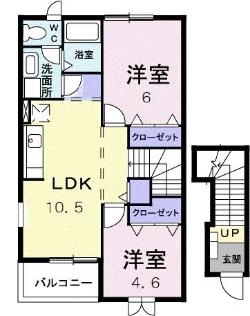 佐野市犬伏新町のアパートの間取り