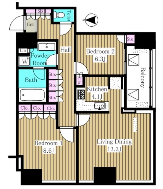 【港区浜松町のマンションの間取り】