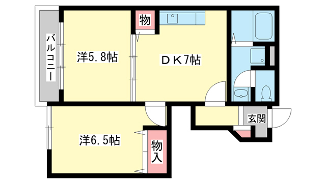 木津川市州見台のアパートの間取り