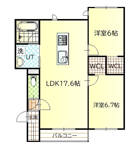 富良野市南町のアパートの間取り