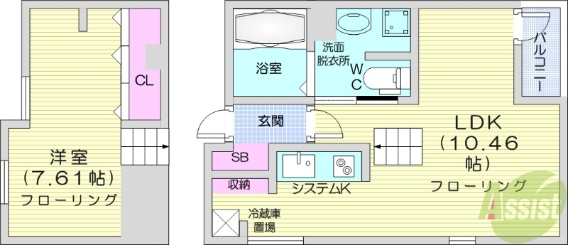 仙台市青葉区桜ケ丘のマンションの間取り