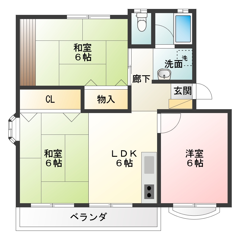 徳島市万代町のマンションの間取り