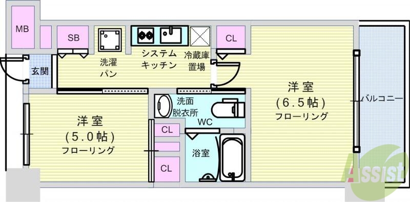 エステムプラザ心斎橋ＥＡＳTIVブランディアの間取り