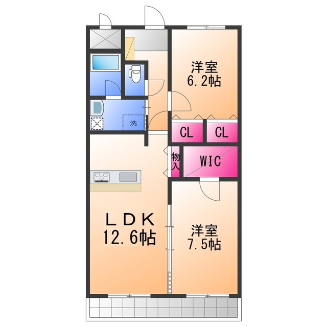 岸和田市西之内町のマンションの間取り