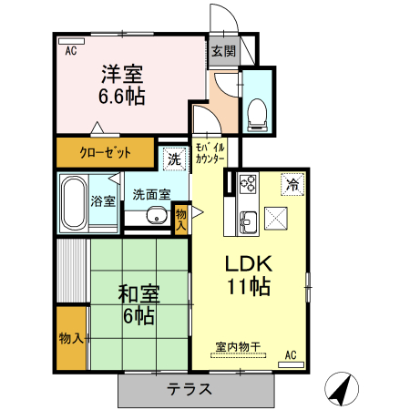 豊川市豊川仲町のアパートの間取り