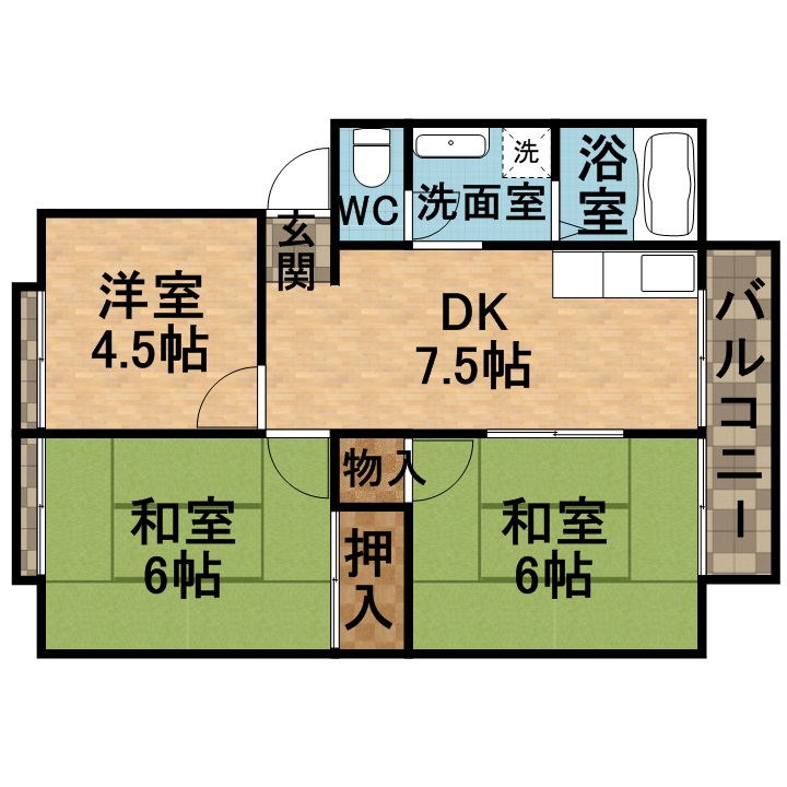 ハイツ椿園2の間取り写真