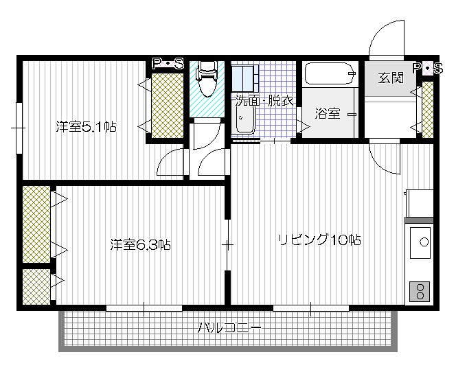 仙台市太白区長町のマンションの間取り