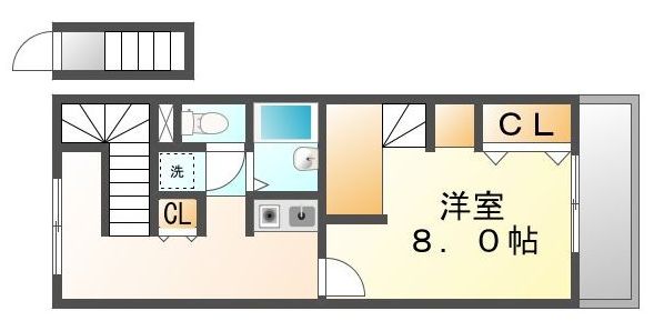 【福山市山手町のアパートの間取り】