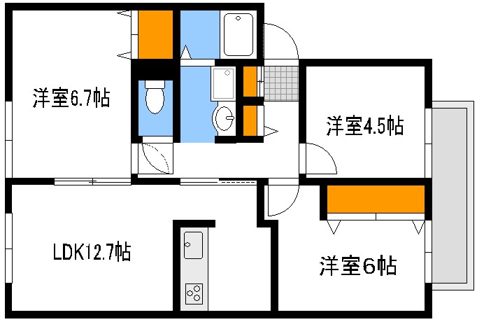 サンビレッジ平野　C棟の間取り